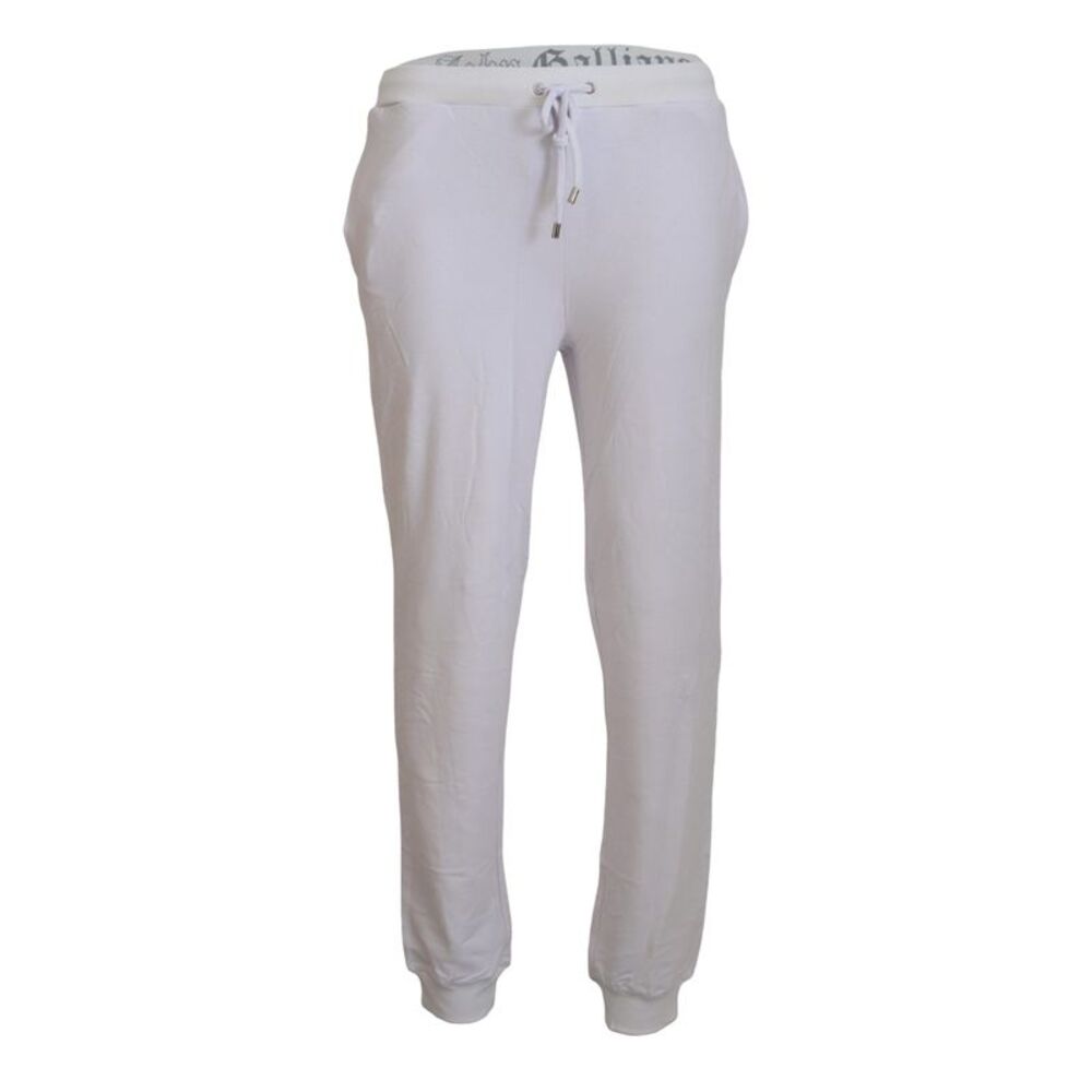 John Galliano White Cotton Logo Mens Jogger Men's Pants
